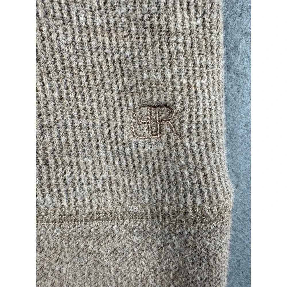 Banana Republic Mens Tan Heather Quarter Zip Soft Pullover Sweater Large Logo